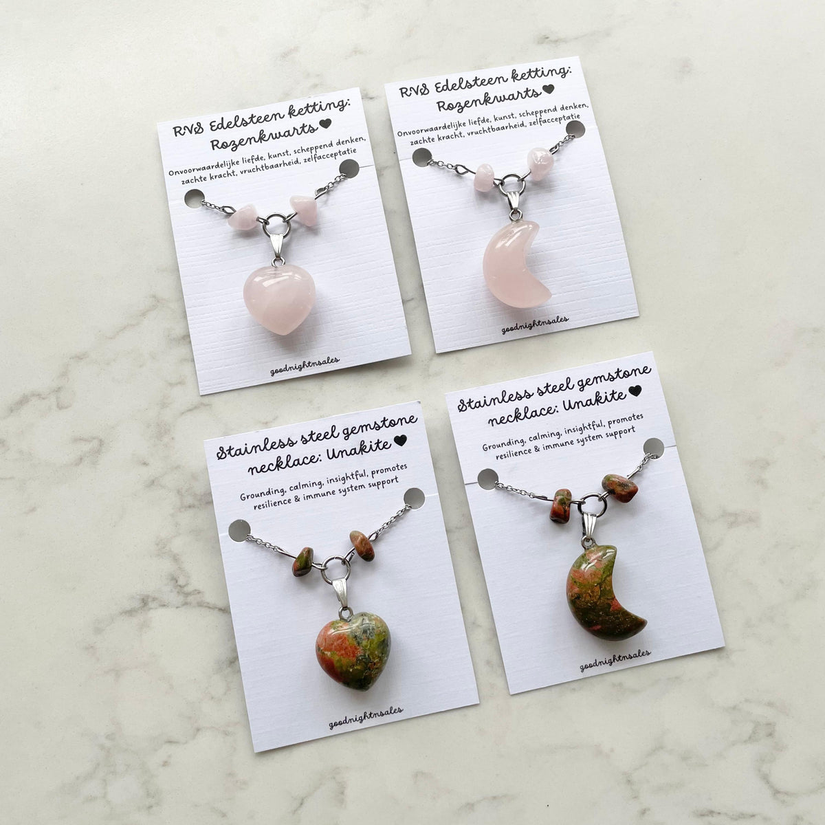 stainless steel gemstone necklaces