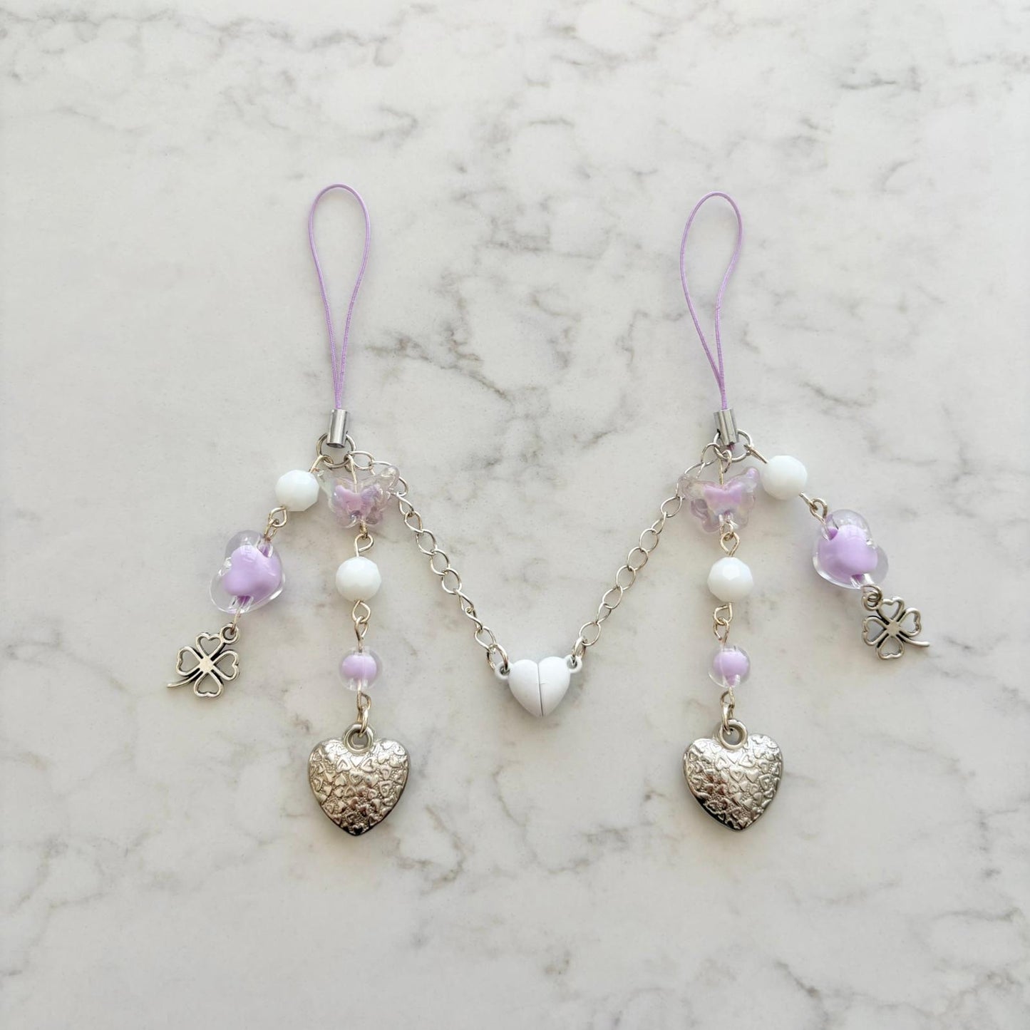 best friend keychain set purple