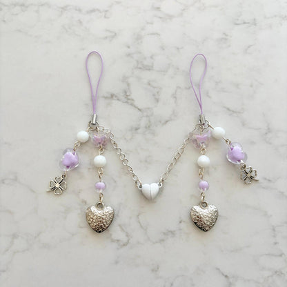 best friend keychain set purple