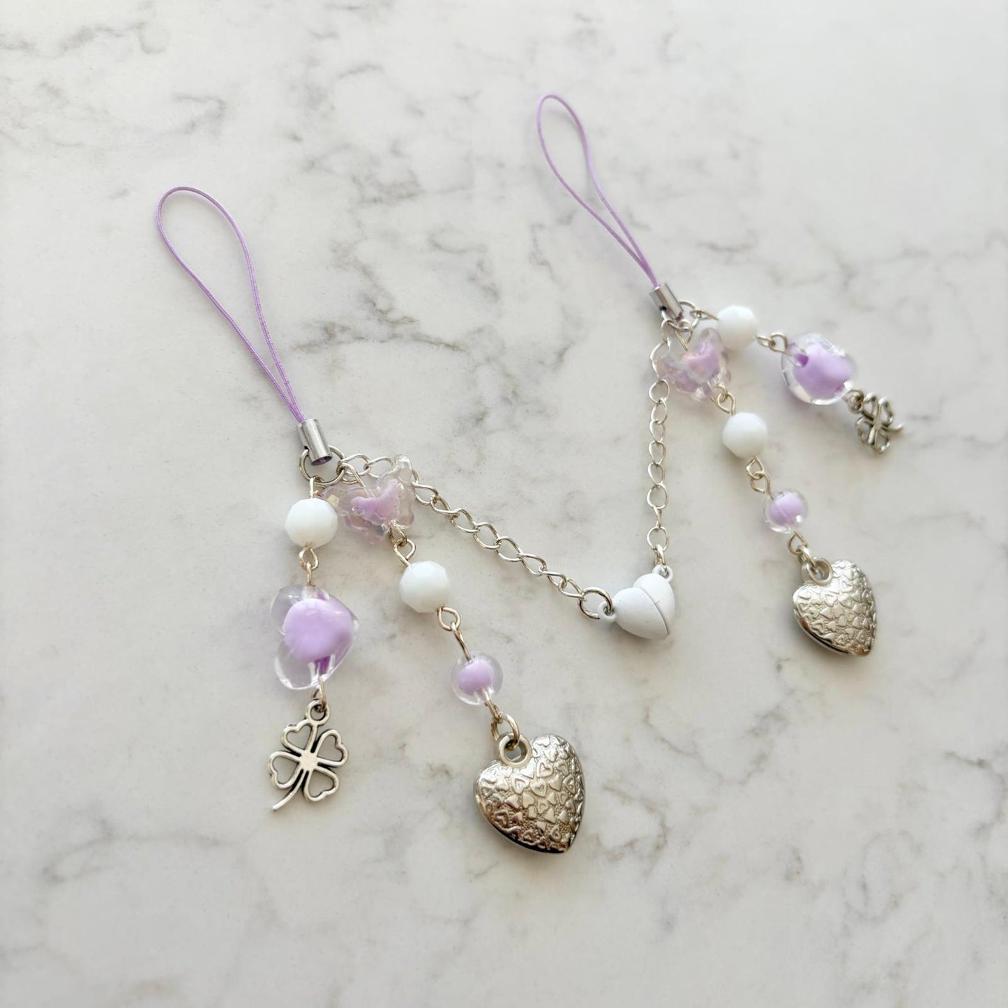 best friend keychain set purple