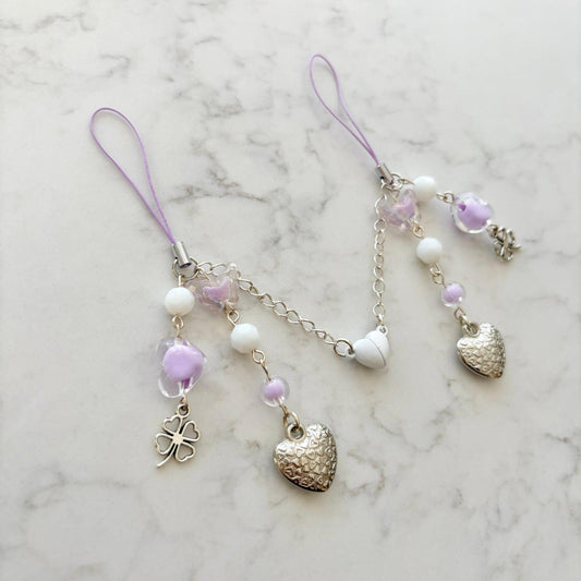 best friend keychain set purple