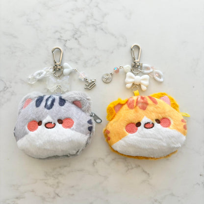fluffy cat wallet keychains