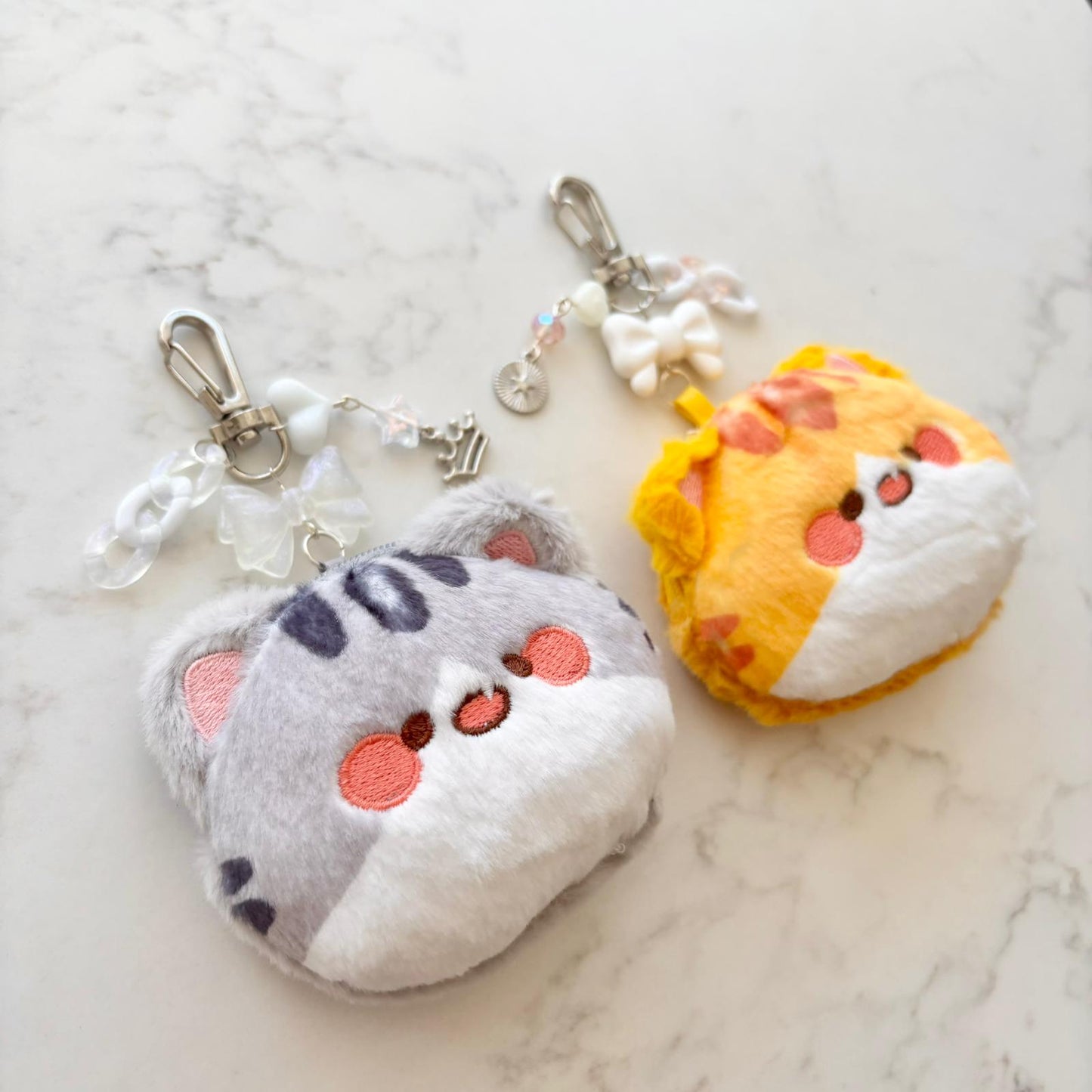 fluffy cat wallet keychains
