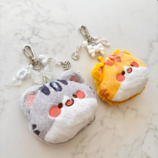 fluffy cat wallet keychains