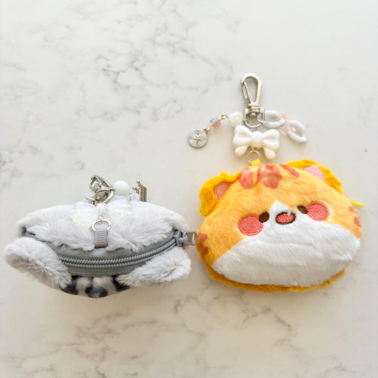 fluffy cat wallet keychains