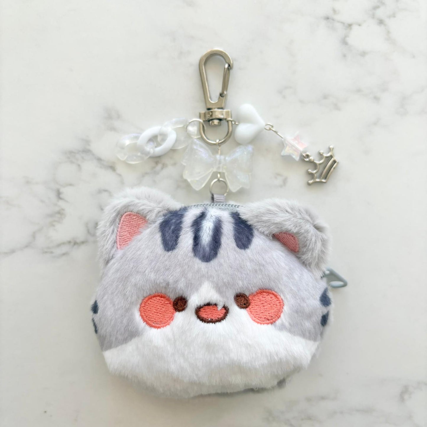 fluffy cat wallet keychains