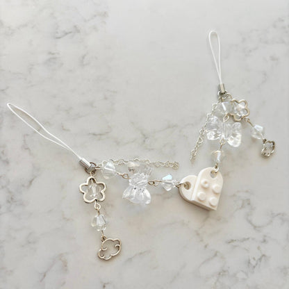 best friend keychain set white