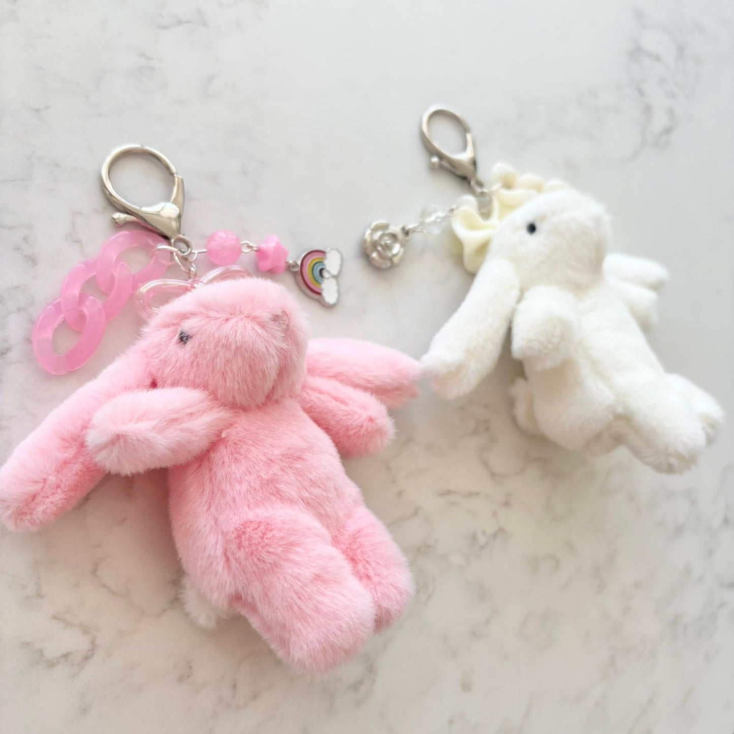 fluffy bunny keychains