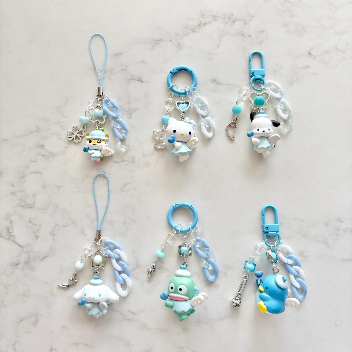 sanrio blue angel keychains