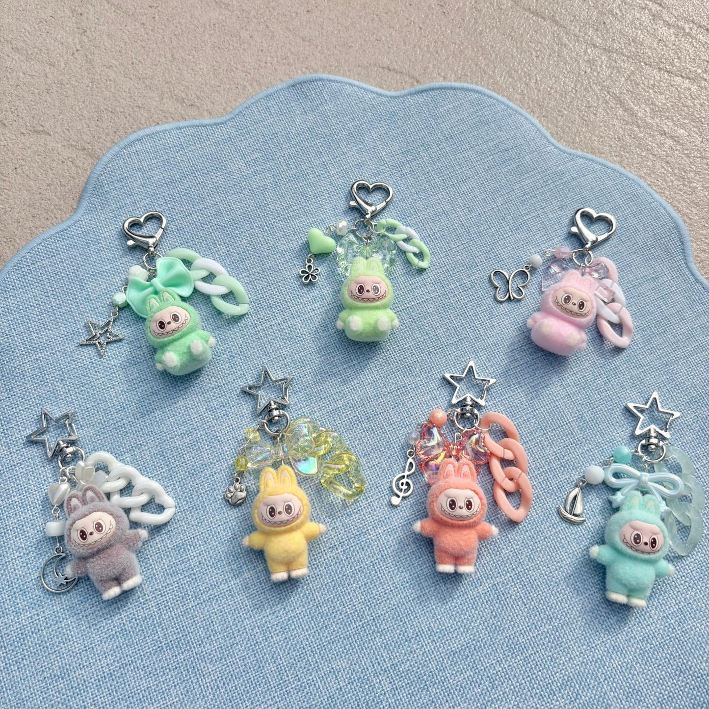 mini labubu keychains